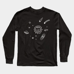 Hand drawn cute solar system awesome planets love Pluto Long Sleeve T-Shirt